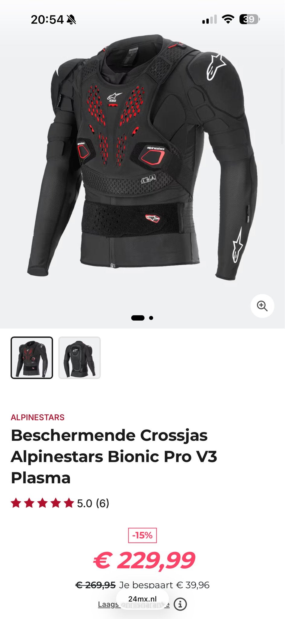 Alpinestars Bionic Pro V3 Plasma Beschermende Crossjas, Ophalen of Verzenden, Nieuw met kaartje, Dames, Jas | textiel