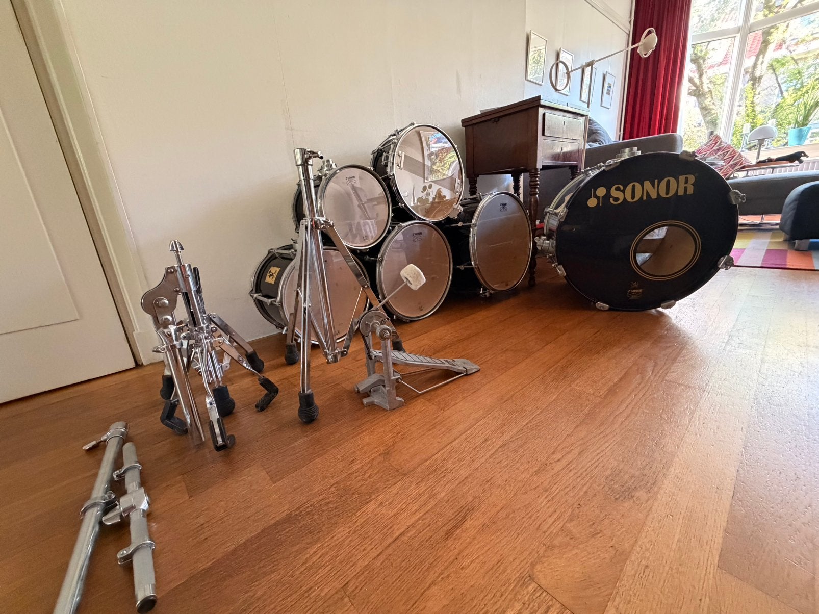 Drumstel SONOR FORCE 3000, berken zwart lak, Muziek en Instrumenten, Ophalen, Zo goed als nieuw, Sonor