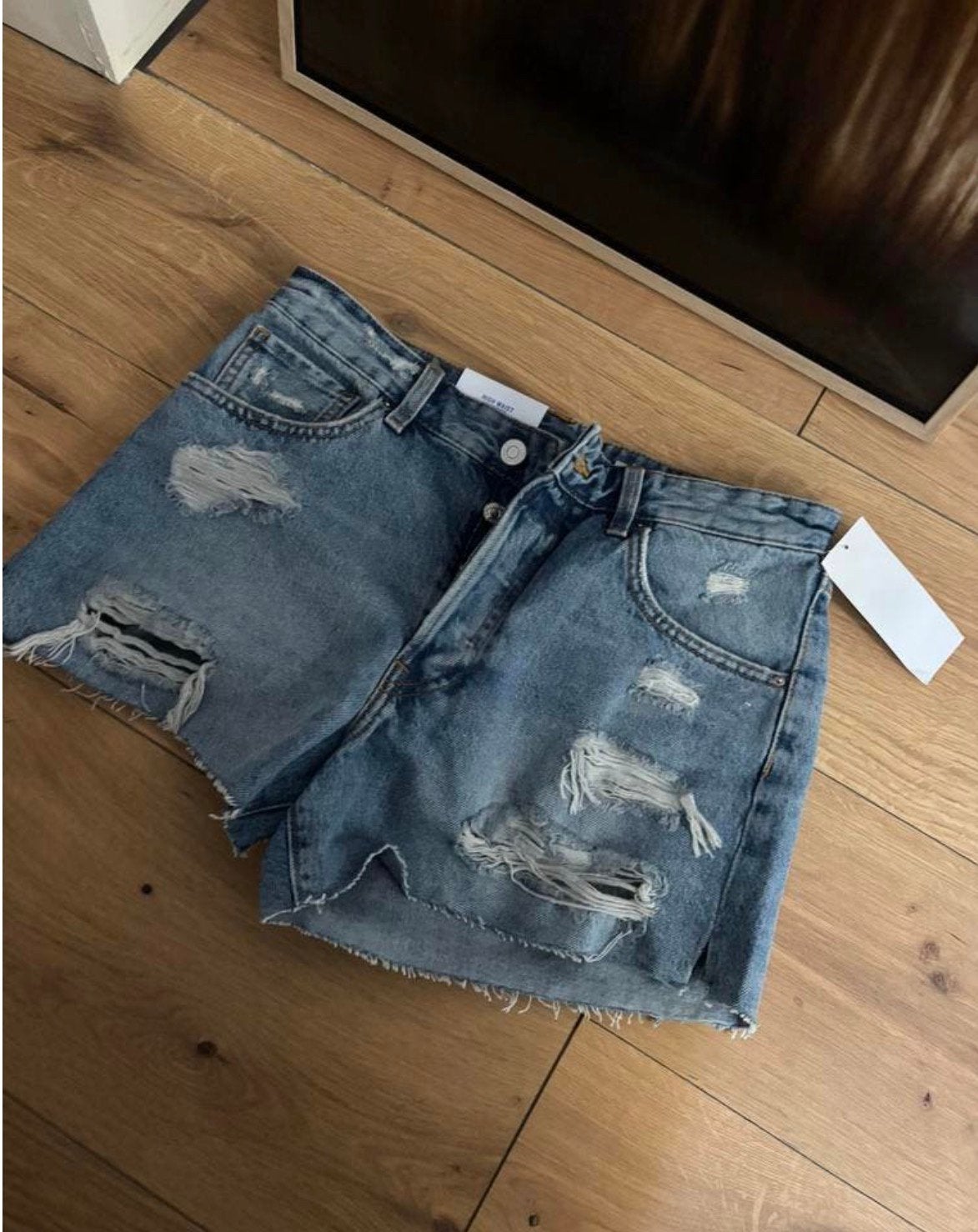 H&M denim short, korte high waist boyfriend spijkerboek, S/M, Kleding | Dames, Ophalen of Verzenden, Nieuw, Blauw, W28 - W29 (confectie 36)