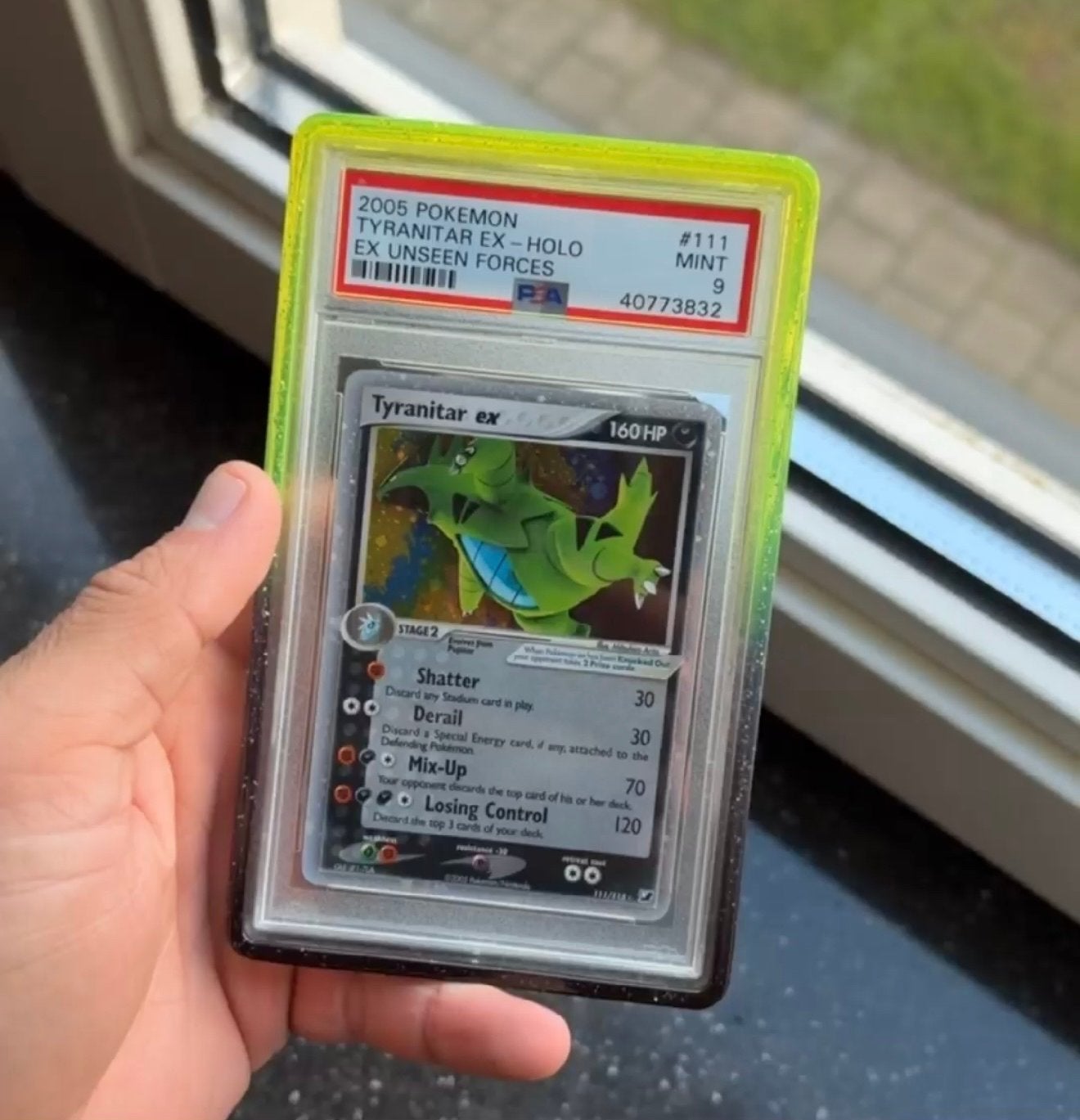 Pokémon Tyranitar ex - Holo EX Unseen Forces PSA 9, Ophalen of Verzenden, Zo goed als nieuw, Losse kaart, Foil
