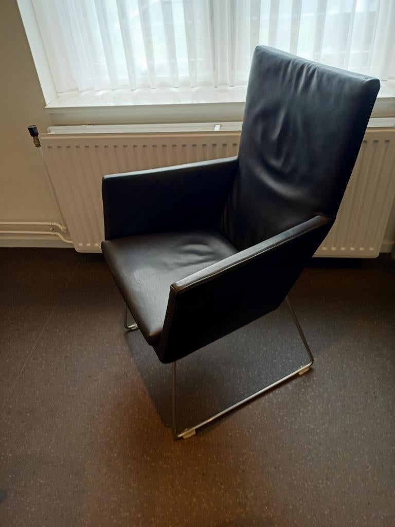 Eetkamer stoelen van Label, zwart leer, Ophalen, Zwart, Leer
