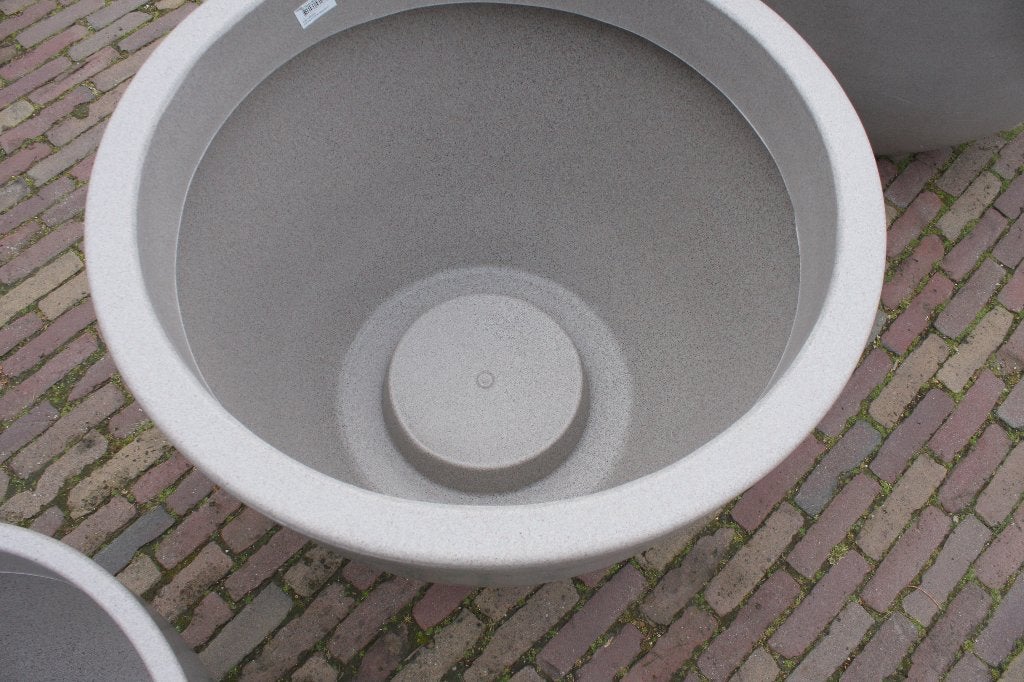 2 x grote ronde bloempotten Stone kunststof (in- en outdoor), Tuin en Terras, Ophalen, Kunststof, 40 cm of meer, Rond