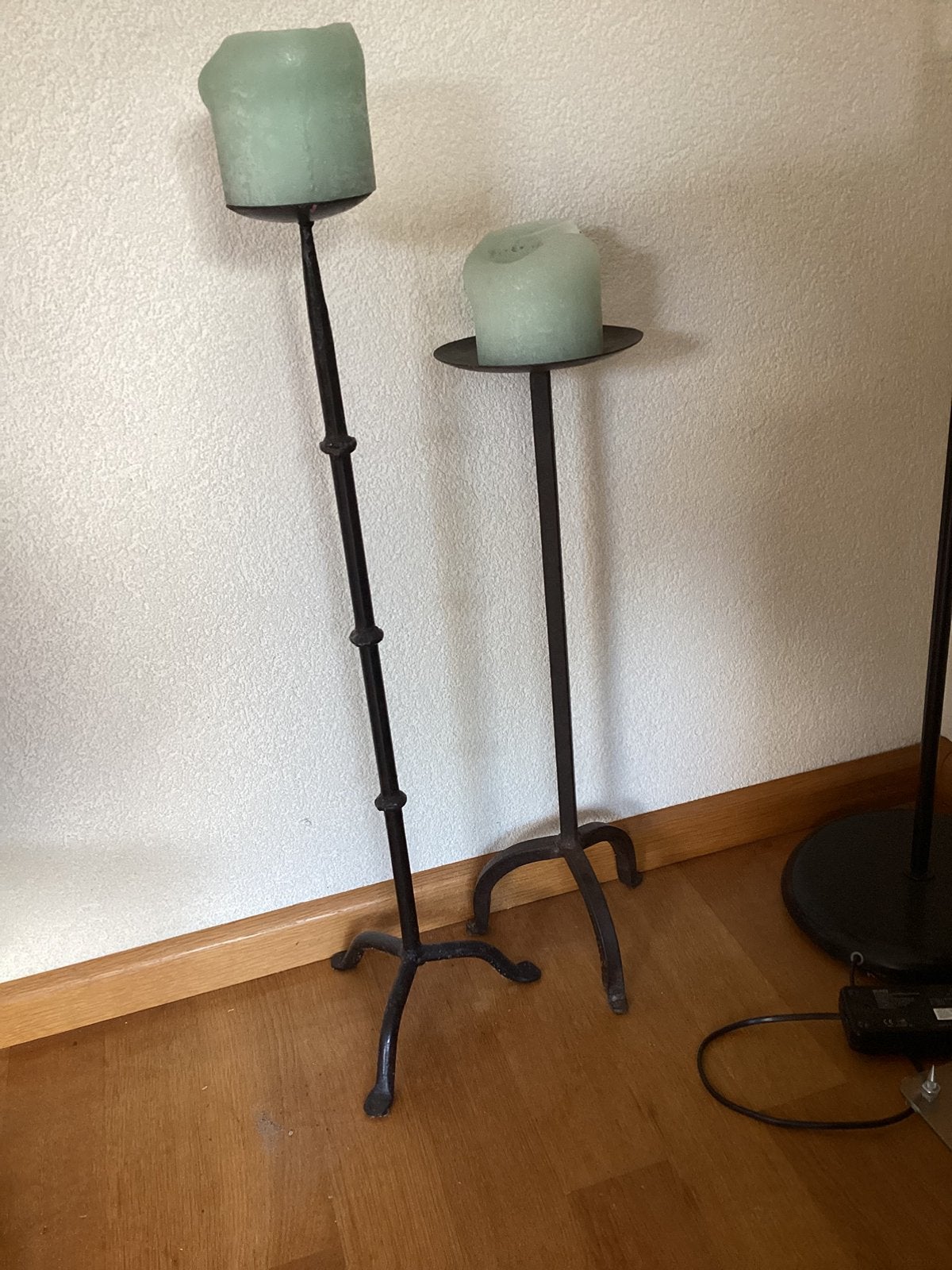 2 Vintage brutalistische vloerkandelaars, handgemaakt, Ophalen of Verzenden, Overige materialen