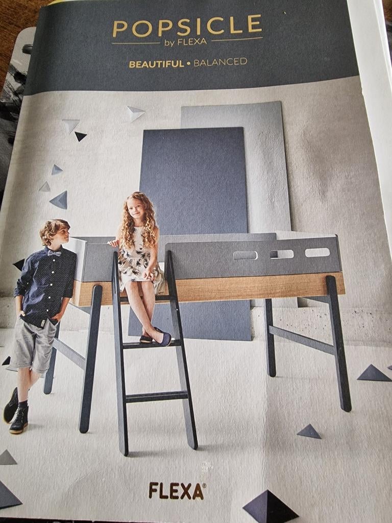 Flexa Popsicle Halfhoogslaper met kast - grijs/hout, Ophalen