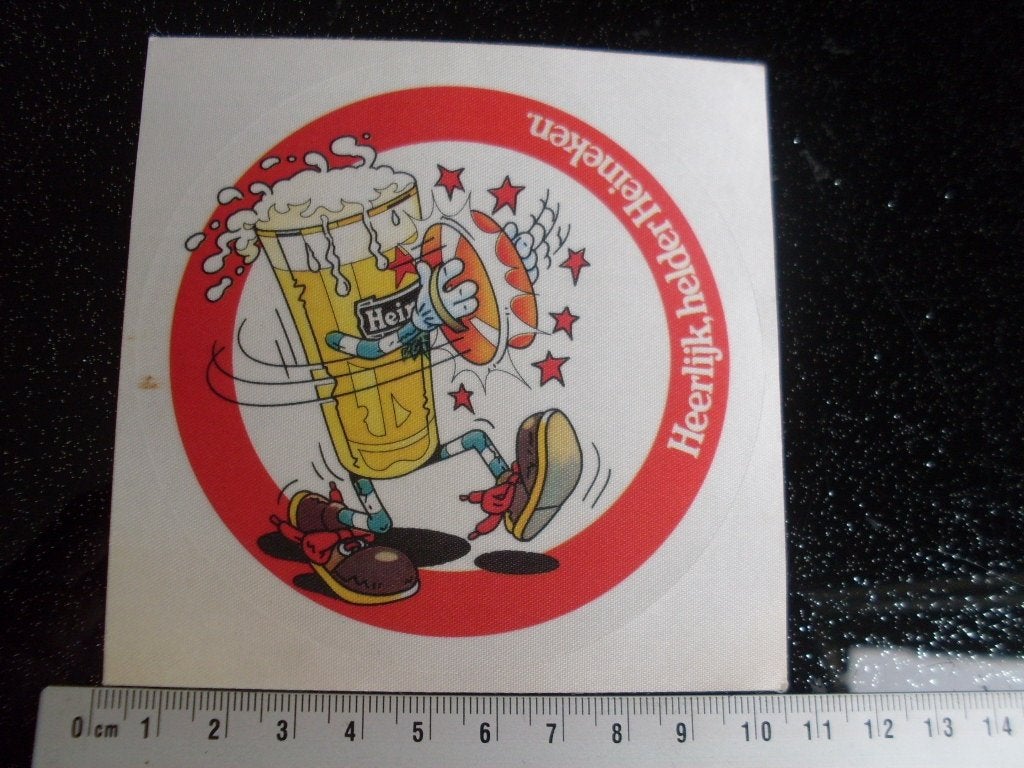 sticker heerlijk helder heineken logo  glas bier carnaval, Verzenden, Zo goed als nieuw, Merk
