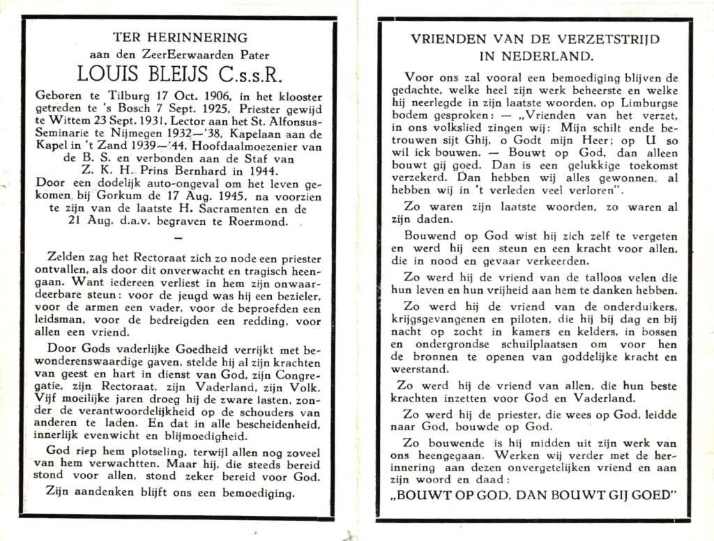 Bleijs Louis Tilburg 1906-1945 Roermond, Ophalen of Verzenden