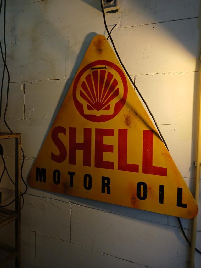 Oud aluminium Bord met Shell motor oil, Reclamebord, Gebruikt, Ophalen of Verzenden, Info@shellmotoroil.nl