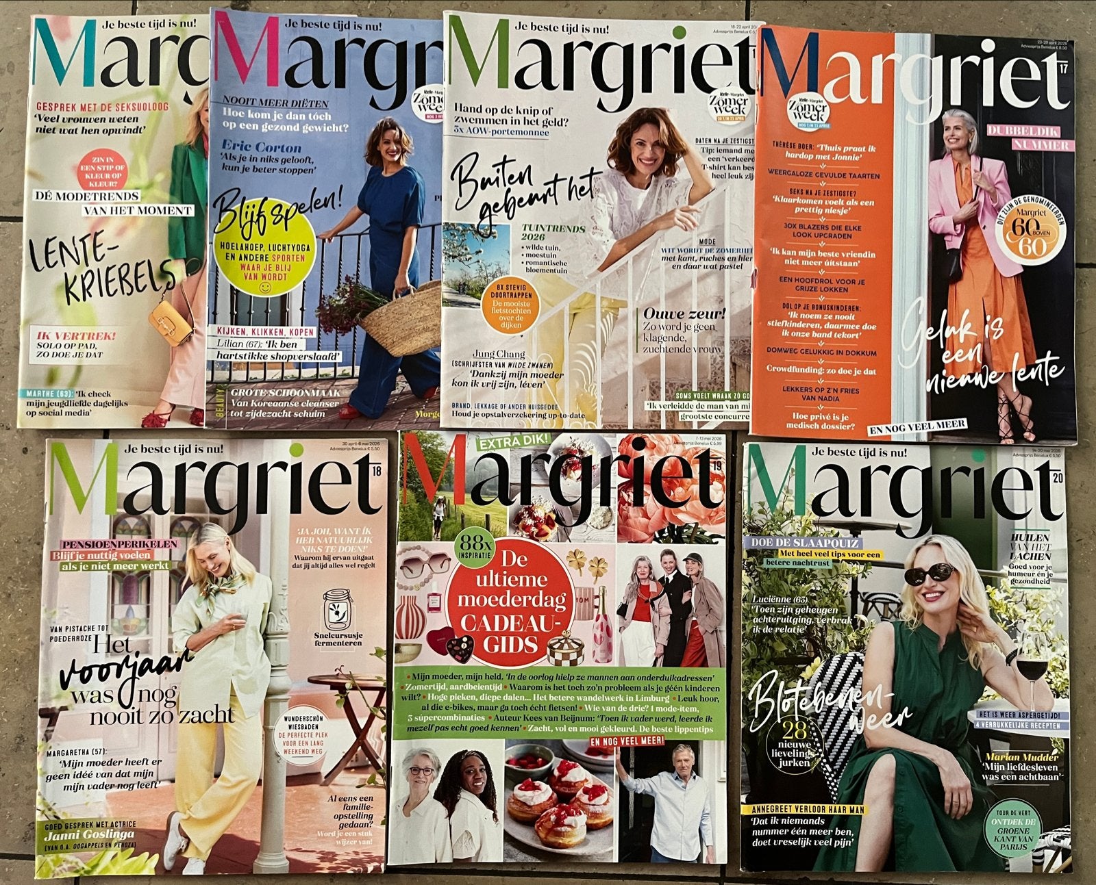 7 x Margriet - Nrs. 12, 15 t/m 20 - Jaargang 2026, Boeken, Ophalen of Verzenden, Gelezen, Damesbladen