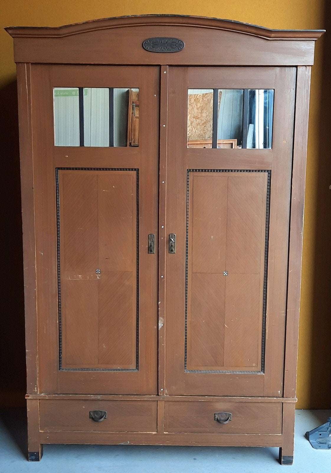 vintage demontabele linnenkast, kledingkast, kast, kastje, Gebruikt, Vintage, Ophalen of Verzenden, 150 tot 200 cm