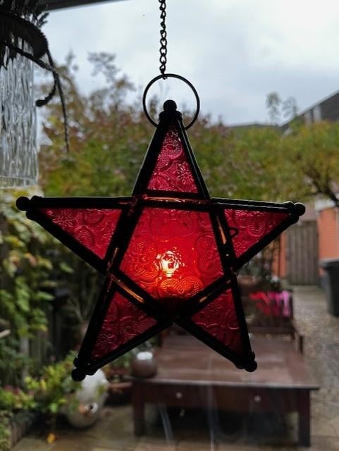 Vintage glas-in-lood kerstster, Ophalen of Verzenden, Gebruikt