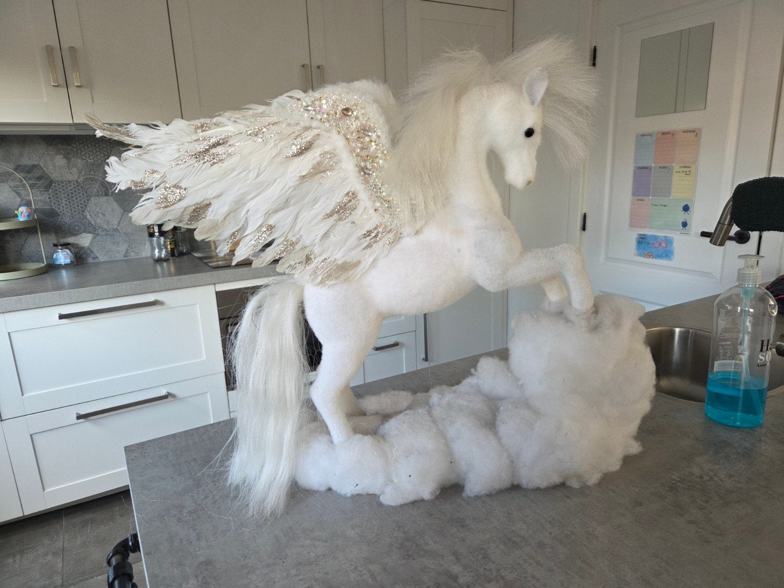 Prachtig wit gevleugeld paard decoratie, Ophalen, Dier