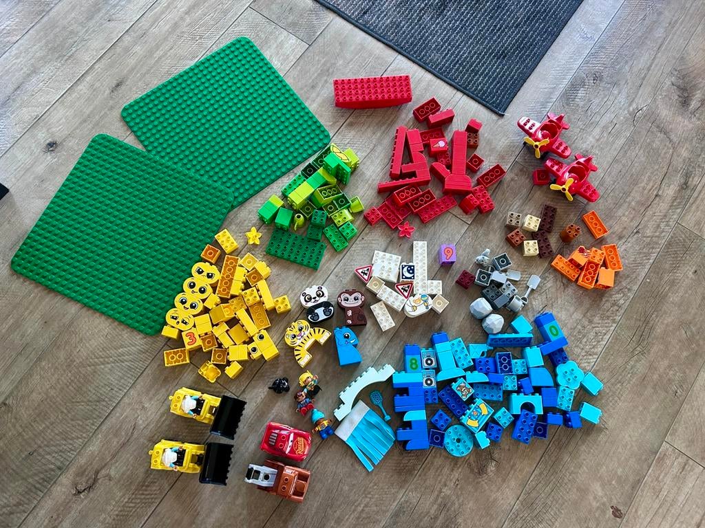 Lego duplo blokken, vliegtuig, shovel, cars, bouwplaten, Ophalen of Verzenden, Zo goed als nieuw, Duplo