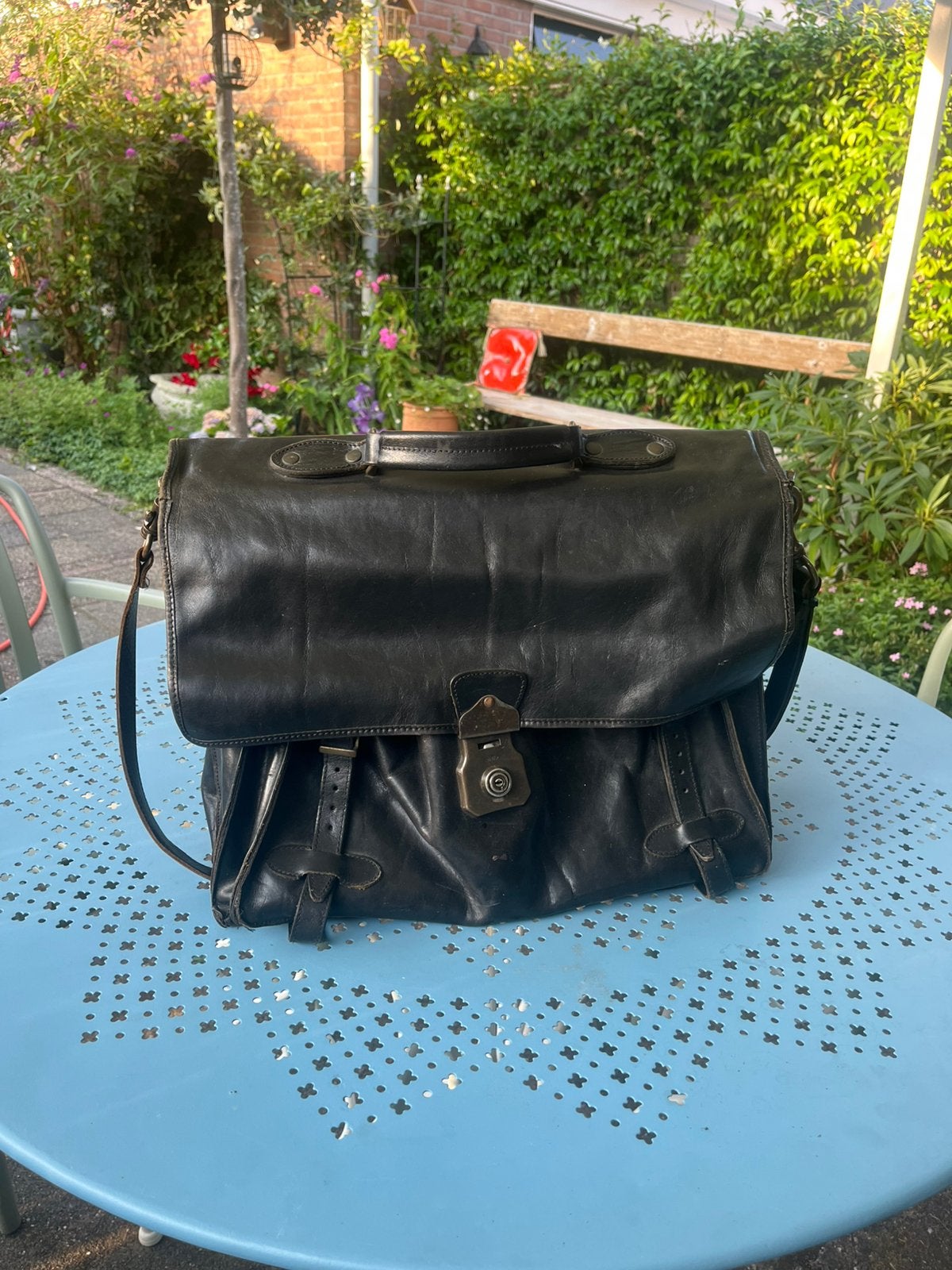 Leren Tas, Aktetas, Laptop tas, Computers en Software, Laptoptassen, Gebruikt, 15 inch, Overige typen, Ophalen of Verzenden