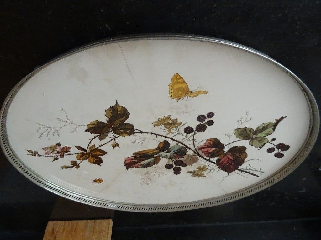 ovaal antiek dienblad met mooie decoratie, Ophalen