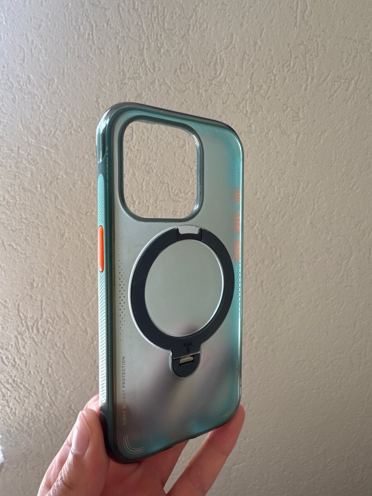 Transparant iPhone 15 pro hoesje met ringhouder, Ophalen of Verzenden, Gebruikt, Bescherming