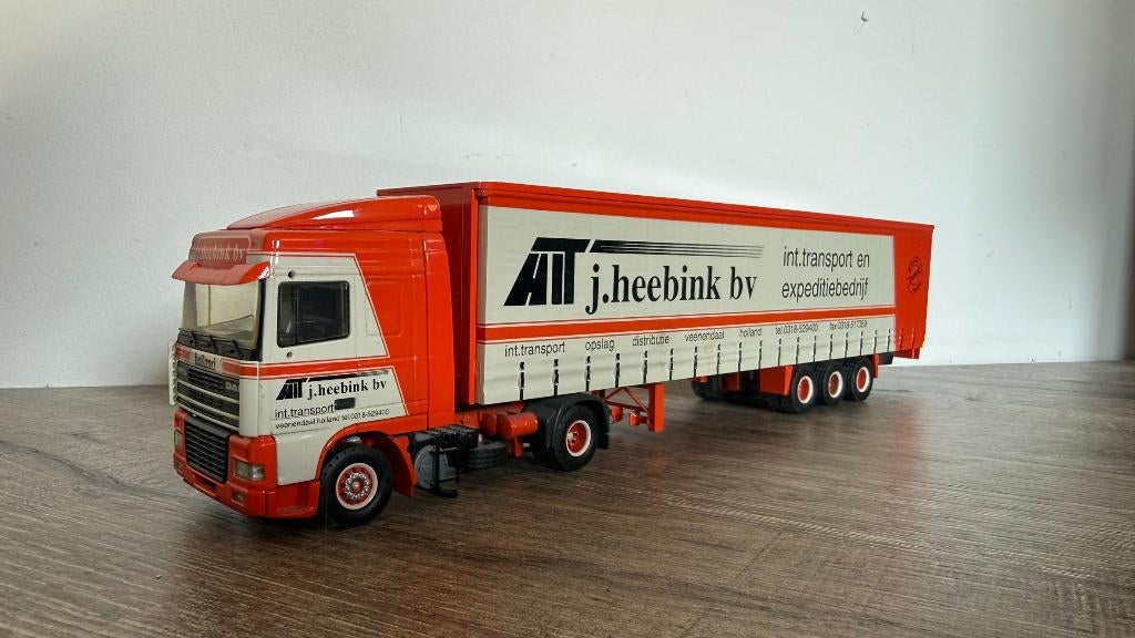 Tekno J.Heebink Daf XF95 met schuifzeiloplegger, Ophalen of Verzenden, Gebruikt, Bus of Vrachtwagen, Tekno