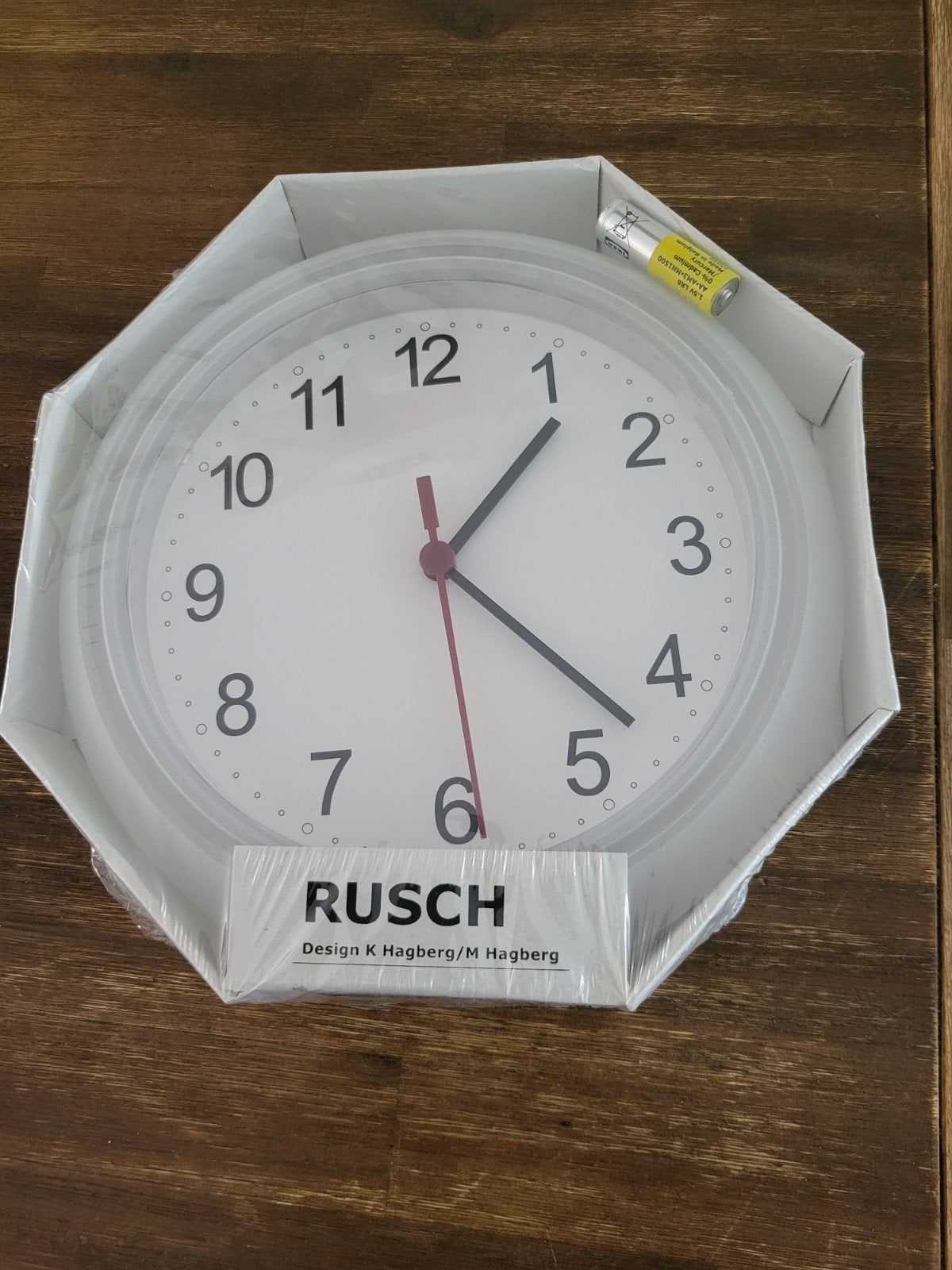 IKEA RUSCH Wandklok - Nieuw in verpakking, Wandklok, IKEA, Wit, Analoog