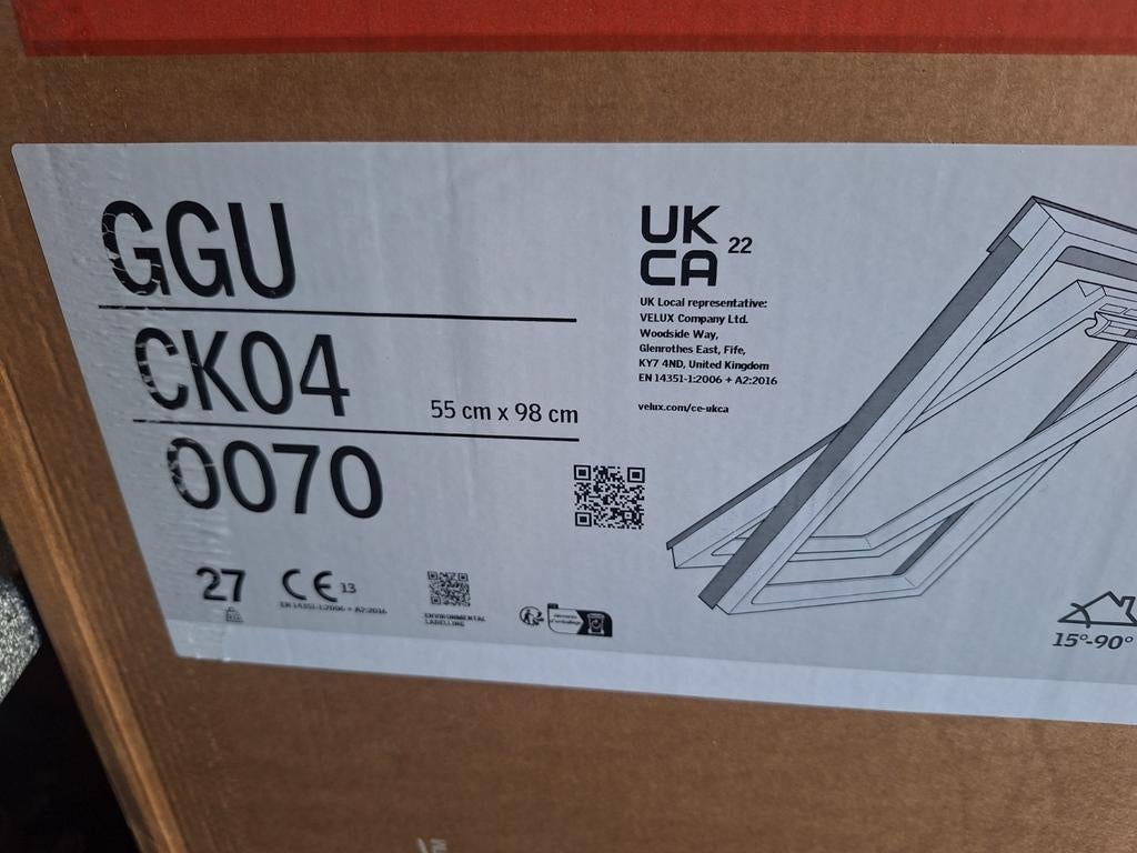 Velux kunsstof dakraam 55x98 met gootstukken, Minder dan 80 cm, 80 tot 120 cm, Nieuw, Ophalen of Verzenden