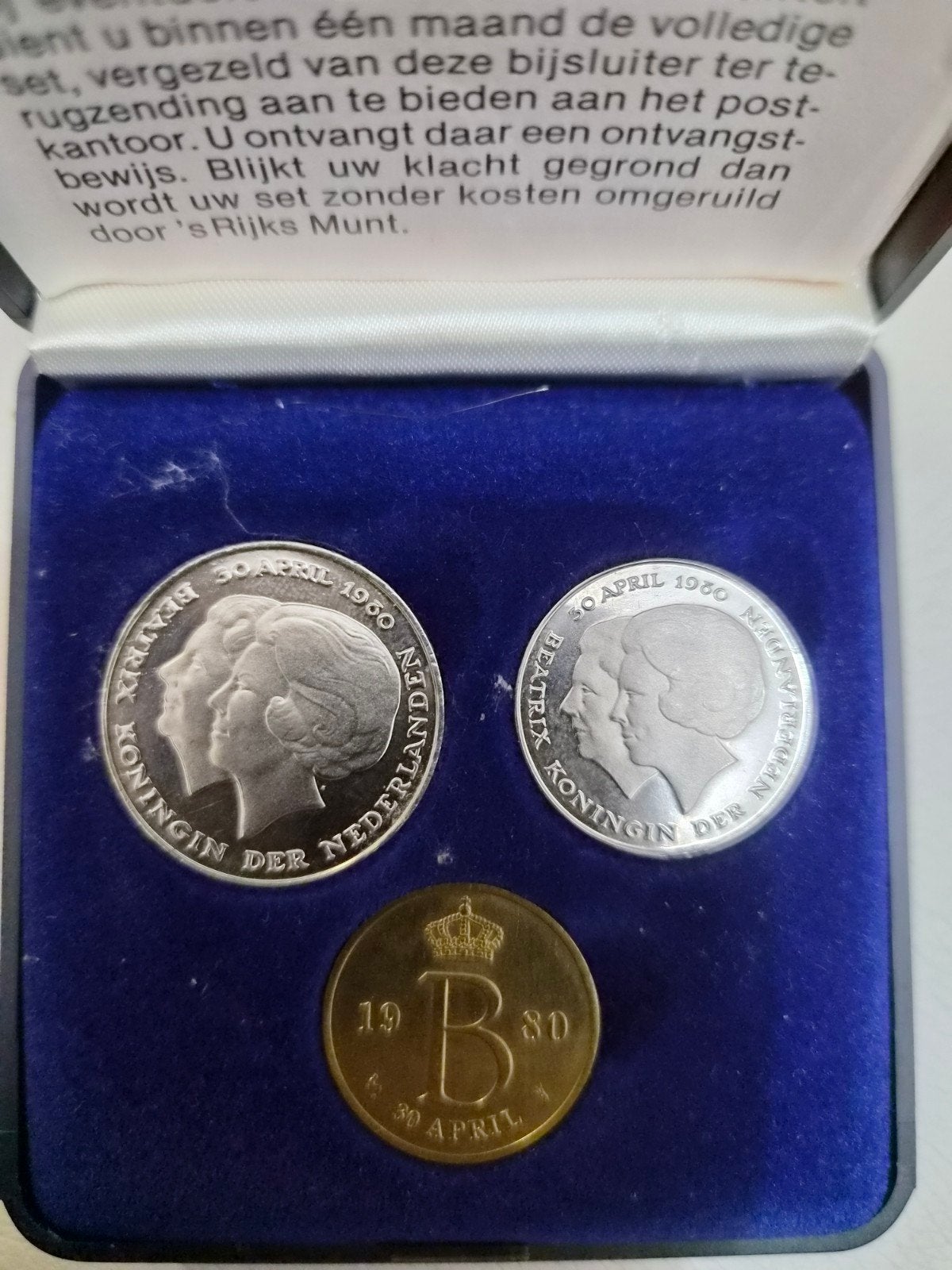 Herdenkingsmuntset inhuldiging Beatrix 1980, Postzegels en Munten, Setje, Koningin Beatrix, Zilver, Overige waardes