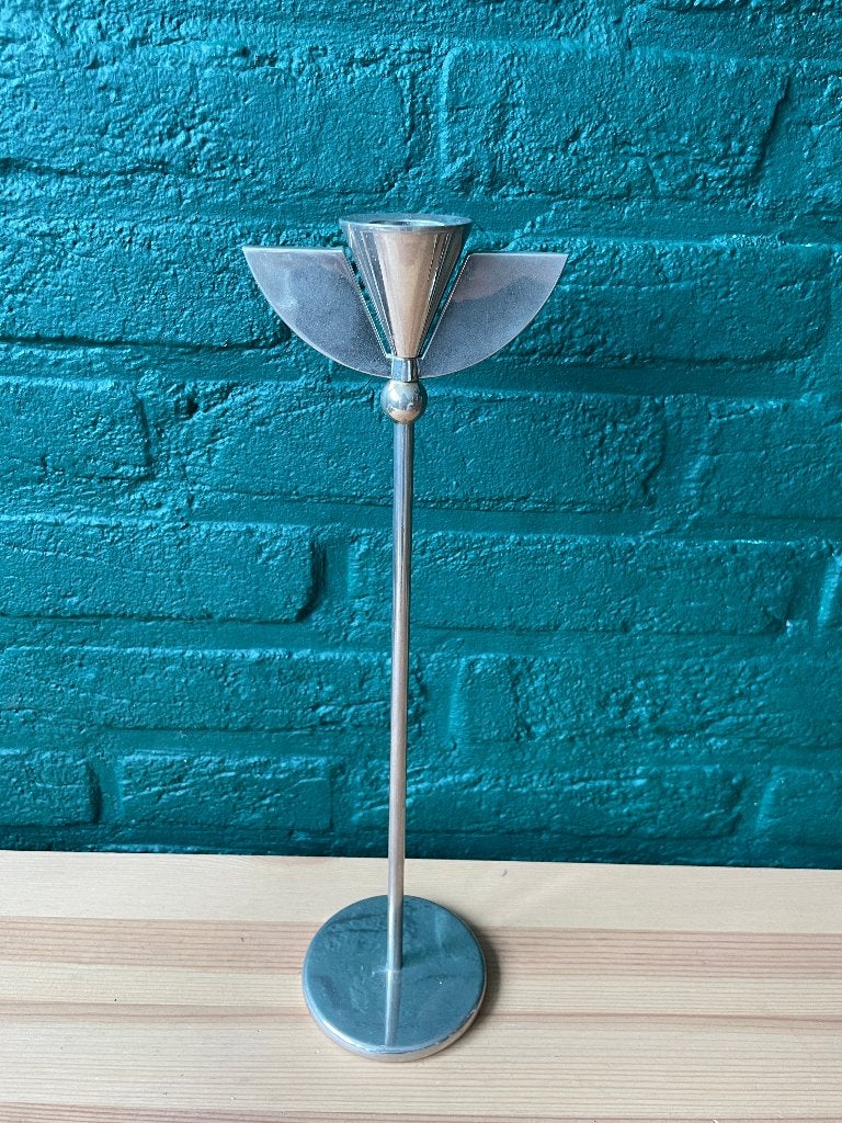 Art Deco chromen kandelaar – jaren 30/40, Ophalen of Verzenden, Overige materialen