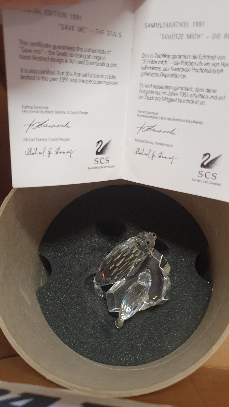 Save Me" (The Seals) Swarovski zeehonden moeder en kind, Ophalen, Zo goed als nieuw, Figuurtje