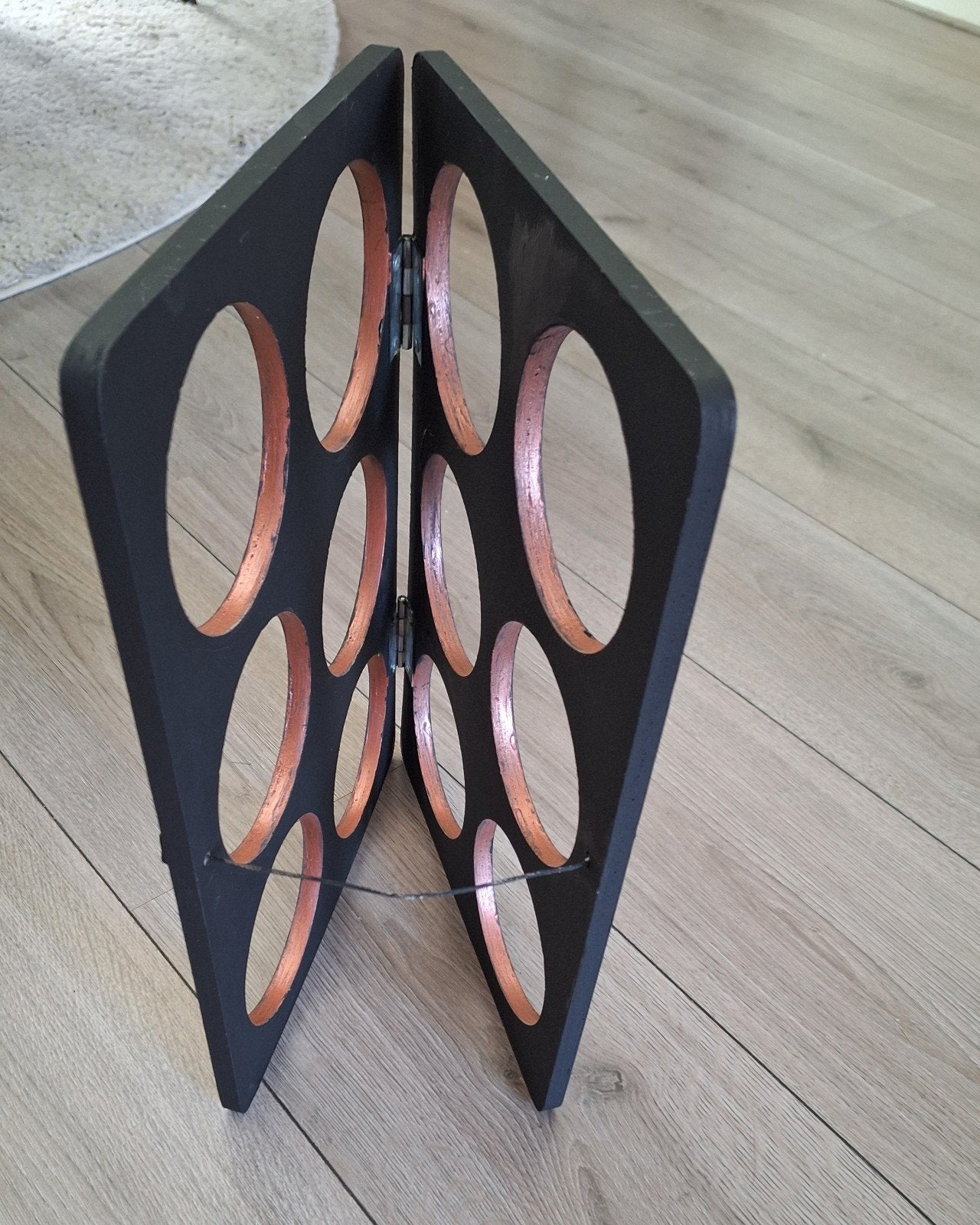 Houten inklapbaar wijnrek zwart brons 36 x 25 cm, 5 tot 15 flessen, Ophalen of Verzenden, Zo goed als nieuw, 5 – 50
