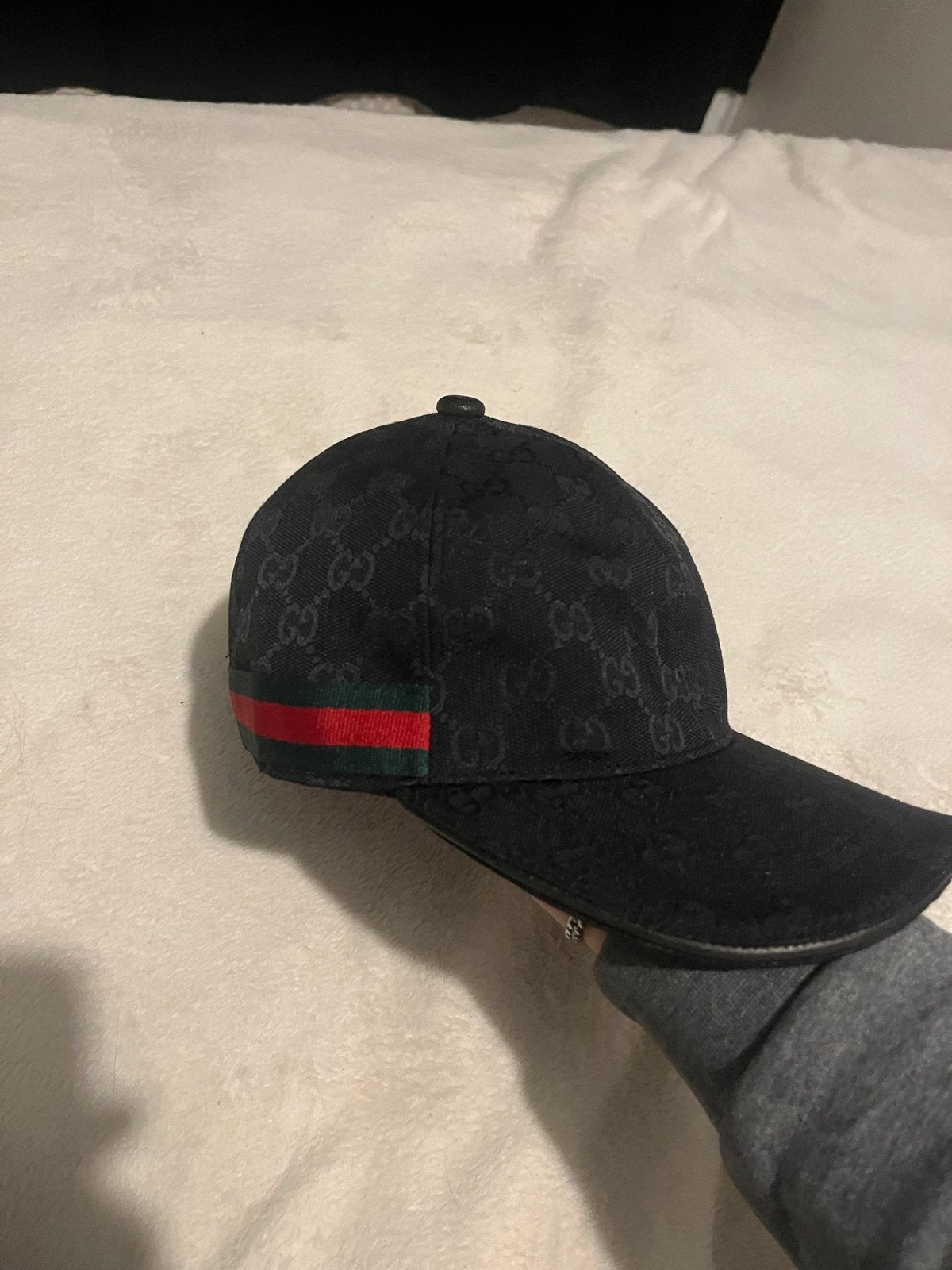 Gucci Baseballpet Zwart met Groen/Rode Streep, Kleding | Heren, Ophalen of Verzenden, Gedragen, One size fits all, Pet