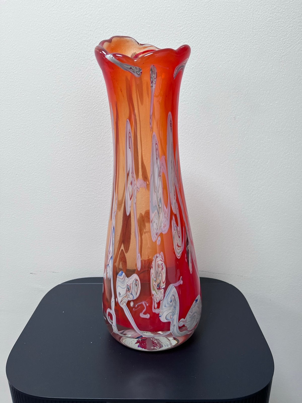 Prachtige glazen vaas - Oranje - vintage, Ophalen of Verzenden