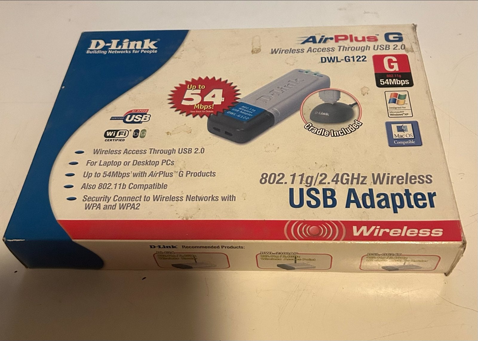 D-Link AirPlus G DWL-G122 Wireless USB Adapter, Ophalen, Gebruikt