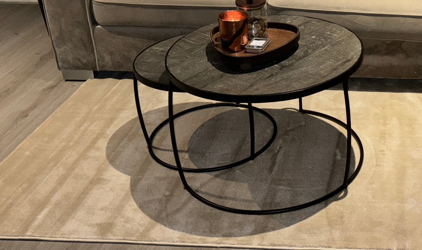 Salontafel set, Ophalen, Gebruikt, Grijs, 45 cm