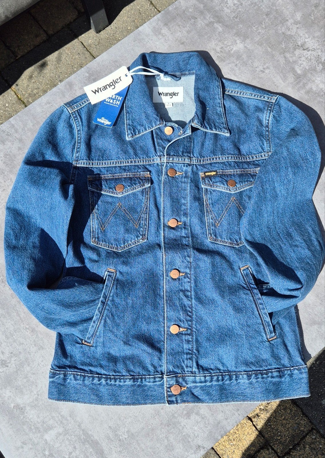 Wrangler denim trucker jacket S, Blauw, Wrangler, Ophalen of Verzenden, Zo goed als nieuw