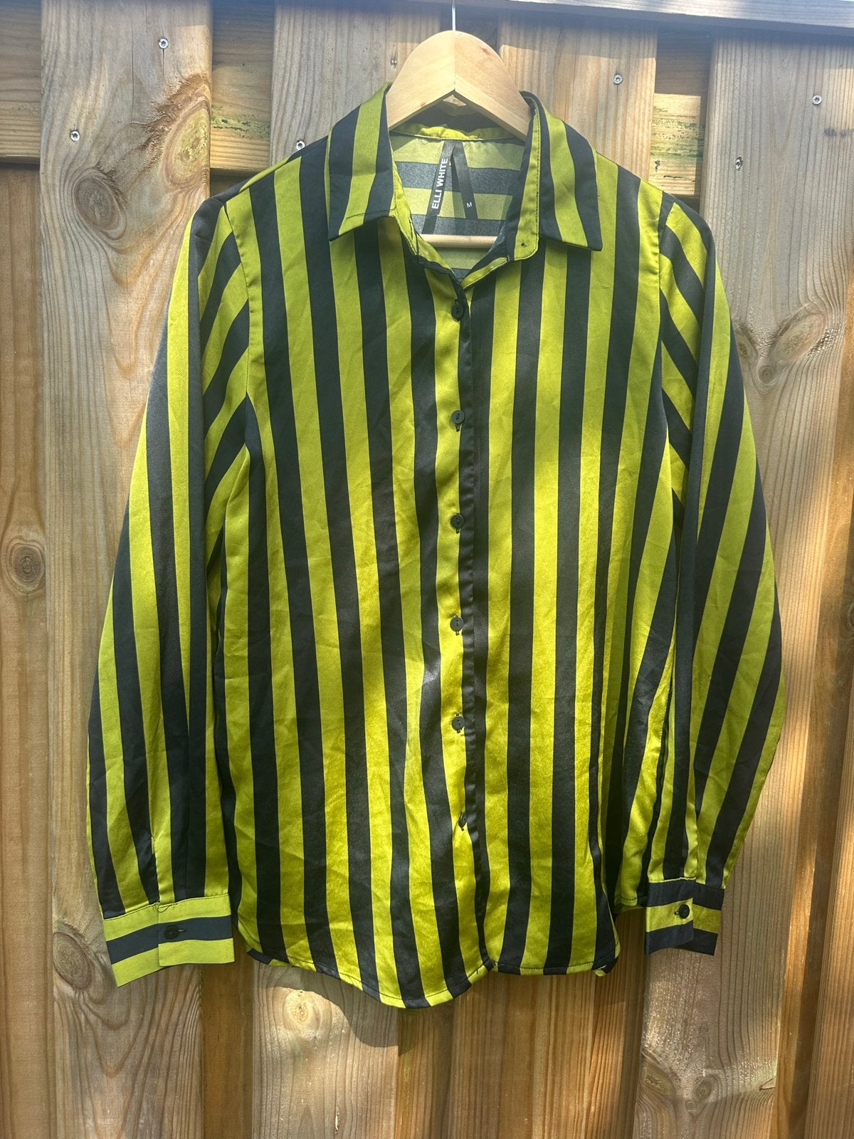 Elli White Blouse Groen Zwart Gestreepte Maat M, Ophalen of Verzenden, Gedragen, Maat 38/40 (M), Groen