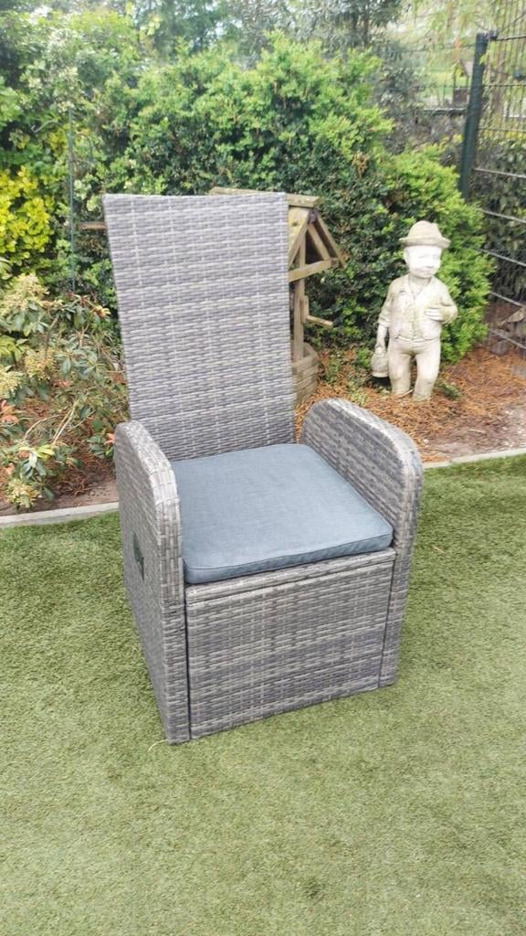 6 verstelbare wicker tuinstoelen, Tuin en Terras, Tuinstoelen, Ophalen, Gebruikt, Wicker, Verstelbaar