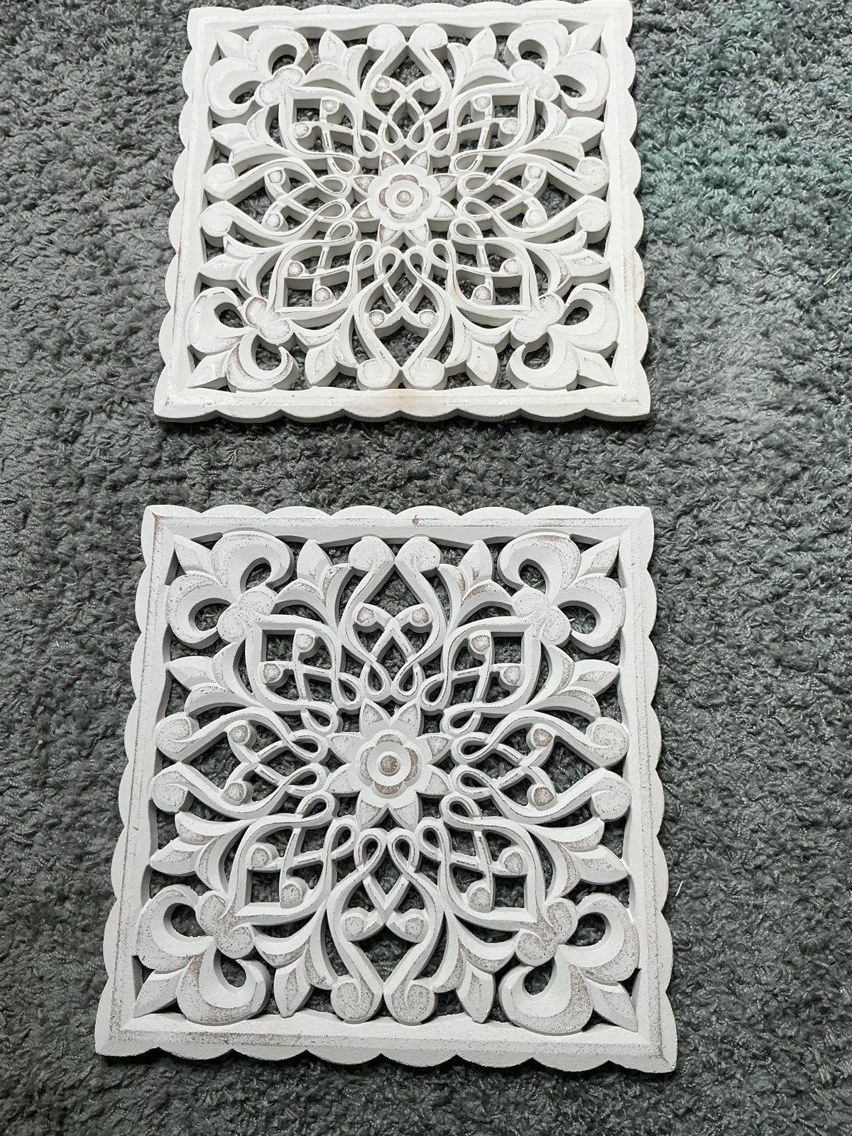 Set van 2 Witte Houten Wanddecoratie Panelen, Ophalen, Boho, Hout, Zo goed als nieuw