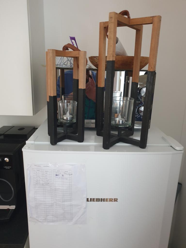 Set van 2 houten lantaarns met theelichtjes, Ophalen, Gebruikt, 25 tot 50 cm, Bruin