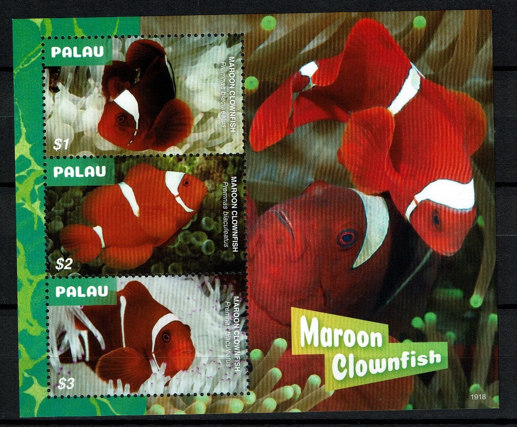 palau 2019 pf blok anemoonvis vissen zeeleven fishes 1, Postzegels en Munten, Ophalen of Verzenden, Postfris, Dier of Natuur