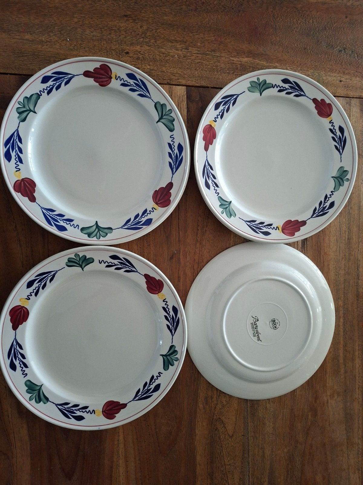 10 Boerenbont Boch serie eetborden met gebruikerssporen, Huis en Inrichting, Ophalen, Gebruikt, Landelijk/Boerenbont, Bord(en)