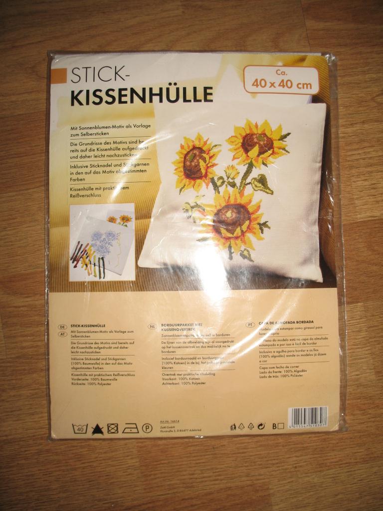 Om te borduren Stramien Kussenhoes- Zonnebloemen, Ophalen of Verzenden, Nieuw, Handborduren, Borduurpakket