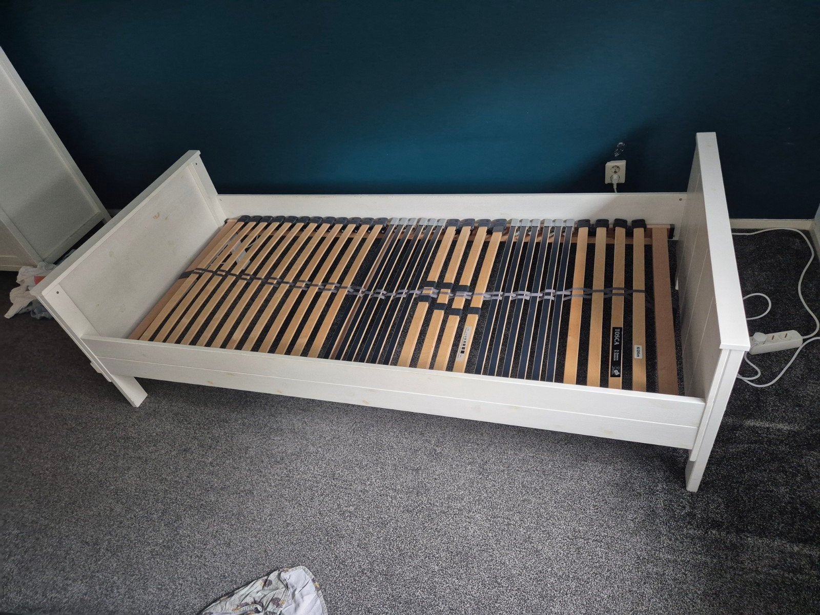 Bed met lattenbodem, Ophalen, 85 tot 100 cm, Gebruikt, Lattenbodem