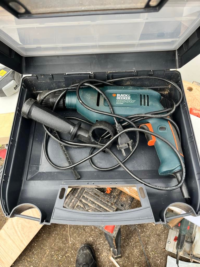 Black & Decker KD1000 Boorhamer 1000W met koffer, Doe-het-zelf en Verbouw, Gereedschap | Boormachines, Gebruikt, Boor- en/of Breekhamer