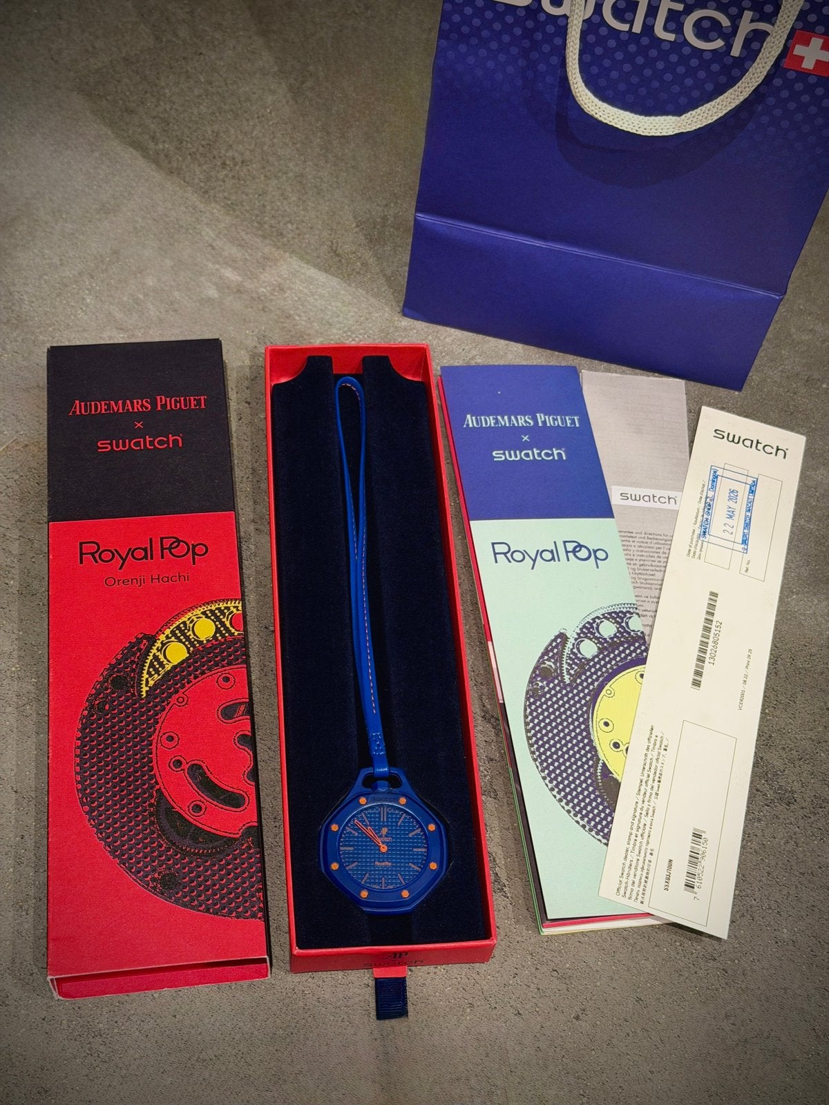 Swatch x Audemars Piquet Royal Pop Orenji Hachi, Ophalen, Leer, Swatch, Nieuw