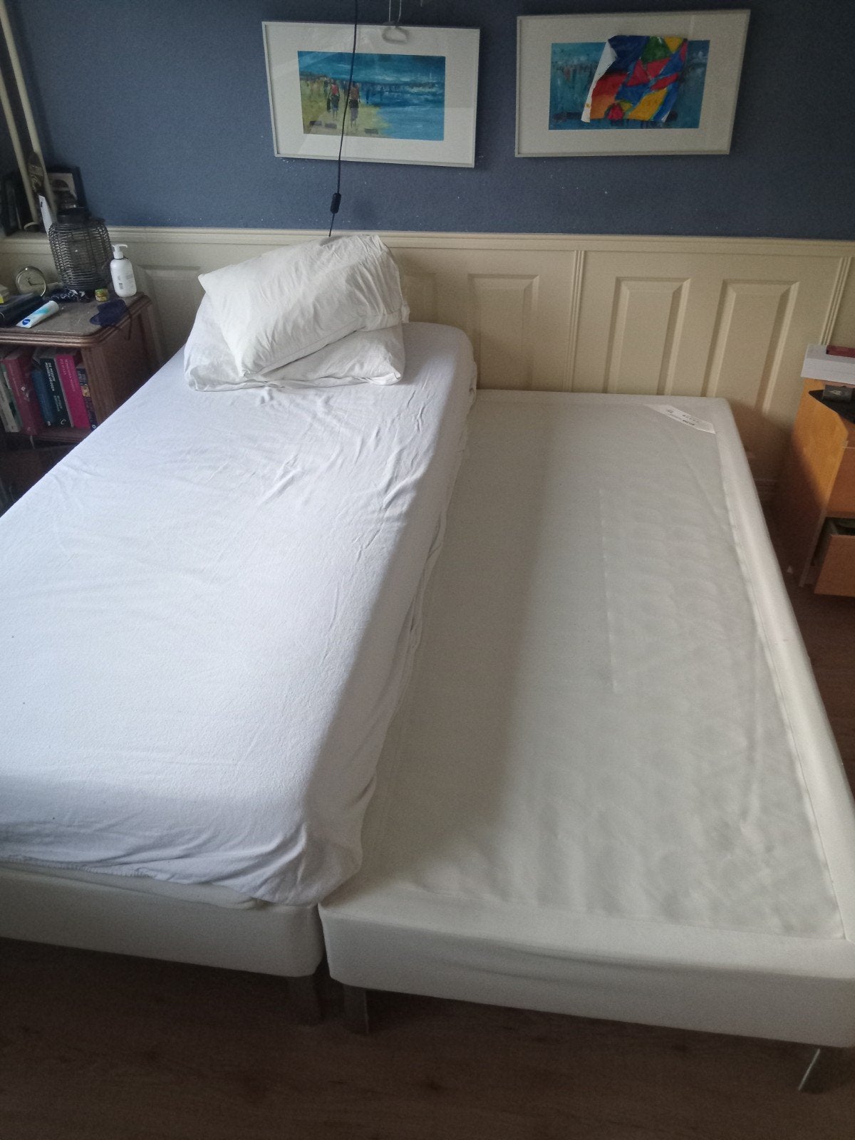 Gratis 2x boxspring onderbed 90x200, Ophalen, Gebruikt, Tweepersoons