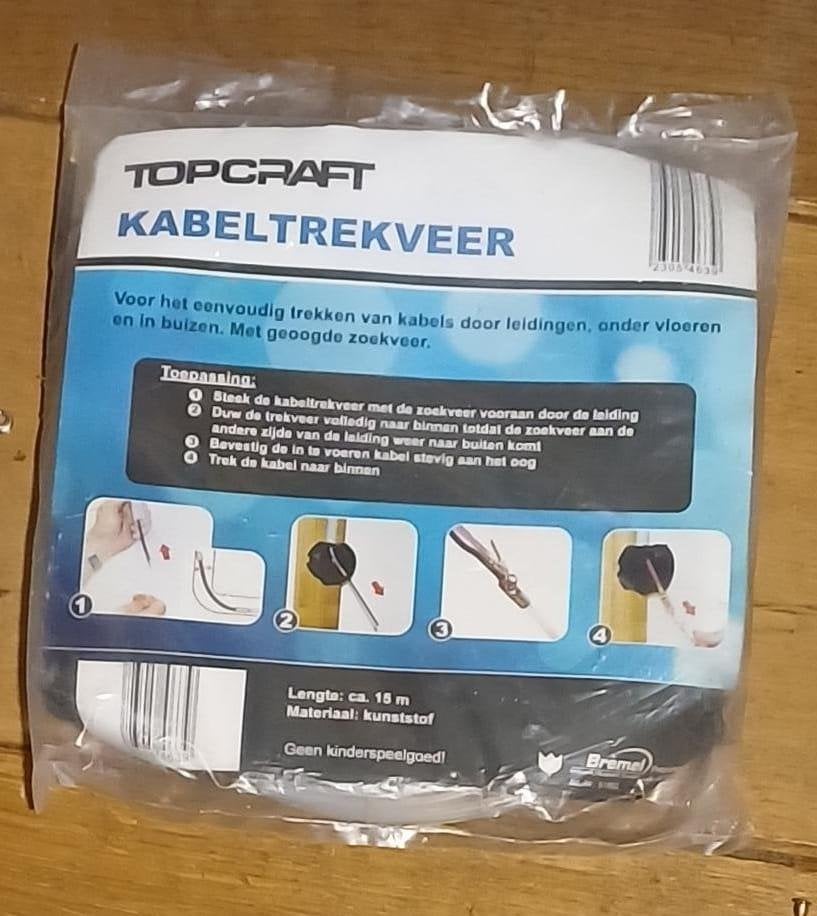 15 meter kabeltrekveer nylon met geoogde zoekveer, Ophalen, Nieuw, Overige merken, Kabel of Snoer