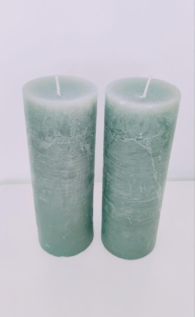 Nieuw! €3=2*Blokker Rustieke Grote Kaars Kiezelgroen 95uren, Ophalen of Verzenden, Nieuw, Maat 46/48 (XL) of groter