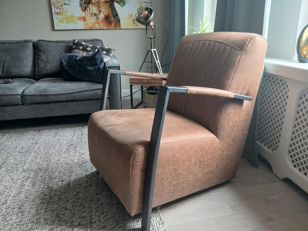 Cognac Kleurige Fauteuil - 80x65x90 cm, Huis en Inrichting, Fauteuils, 75 tot 100 cm, Ophalen of Verzenden, Zo goed als nieuw