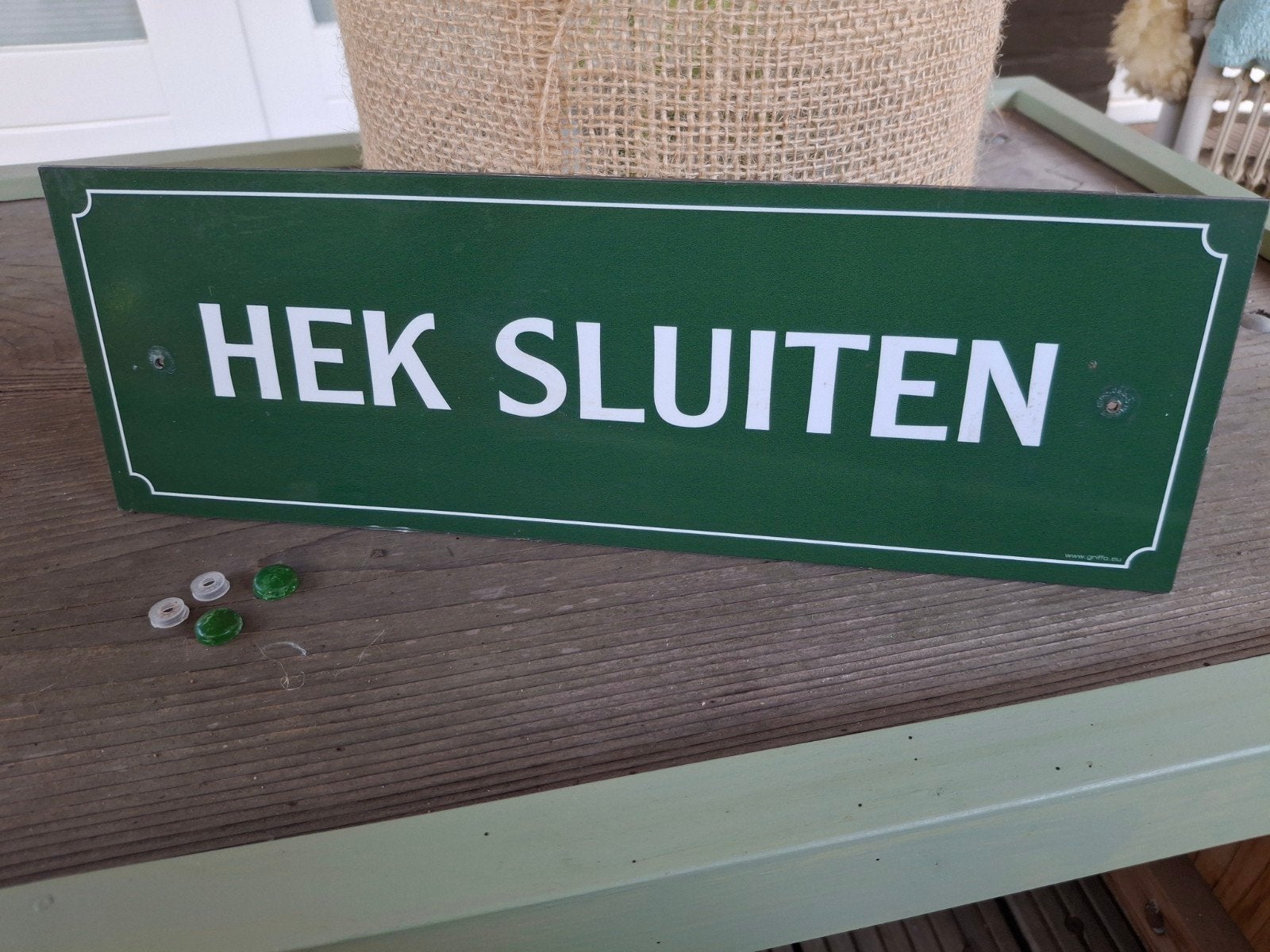 'HEK SLUITEN' bord, Ophalen of Verzenden, Gebruikt