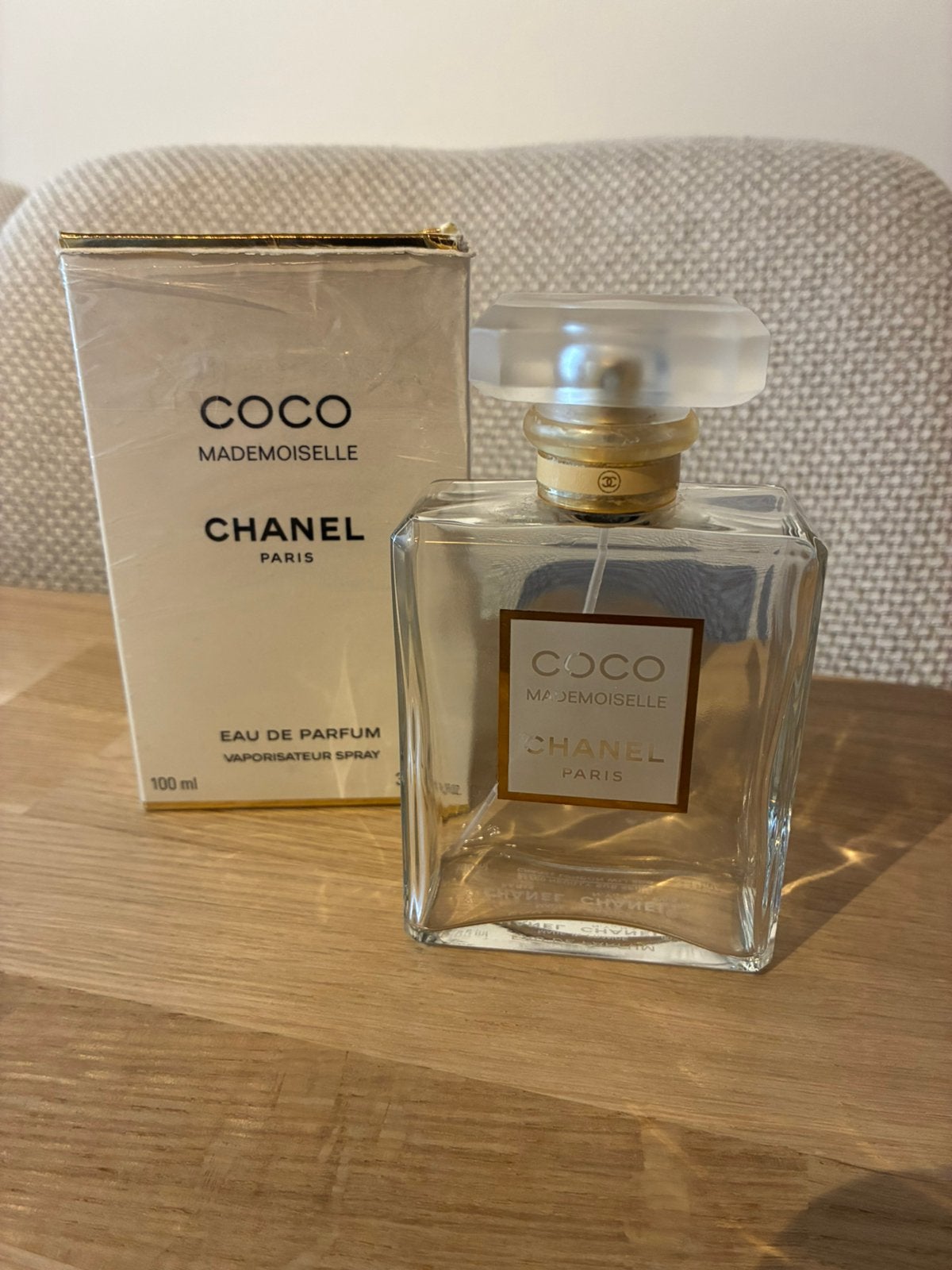 Chanel Coco Mademoiselle leeg parfum flesje met verpakking, Ophalen of Verzenden, Gebruikt, Parfumfles