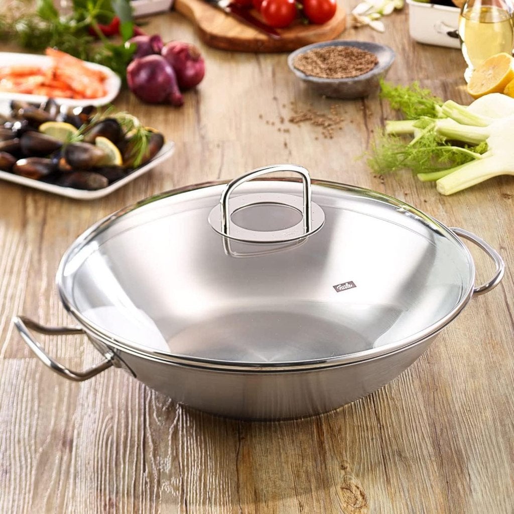 Nieuw | Fissler Original-Profi Collectie - Wok Ø 35cm RVS, Met handvatten, Nieuw, Ophalen of Verzenden, Fissler