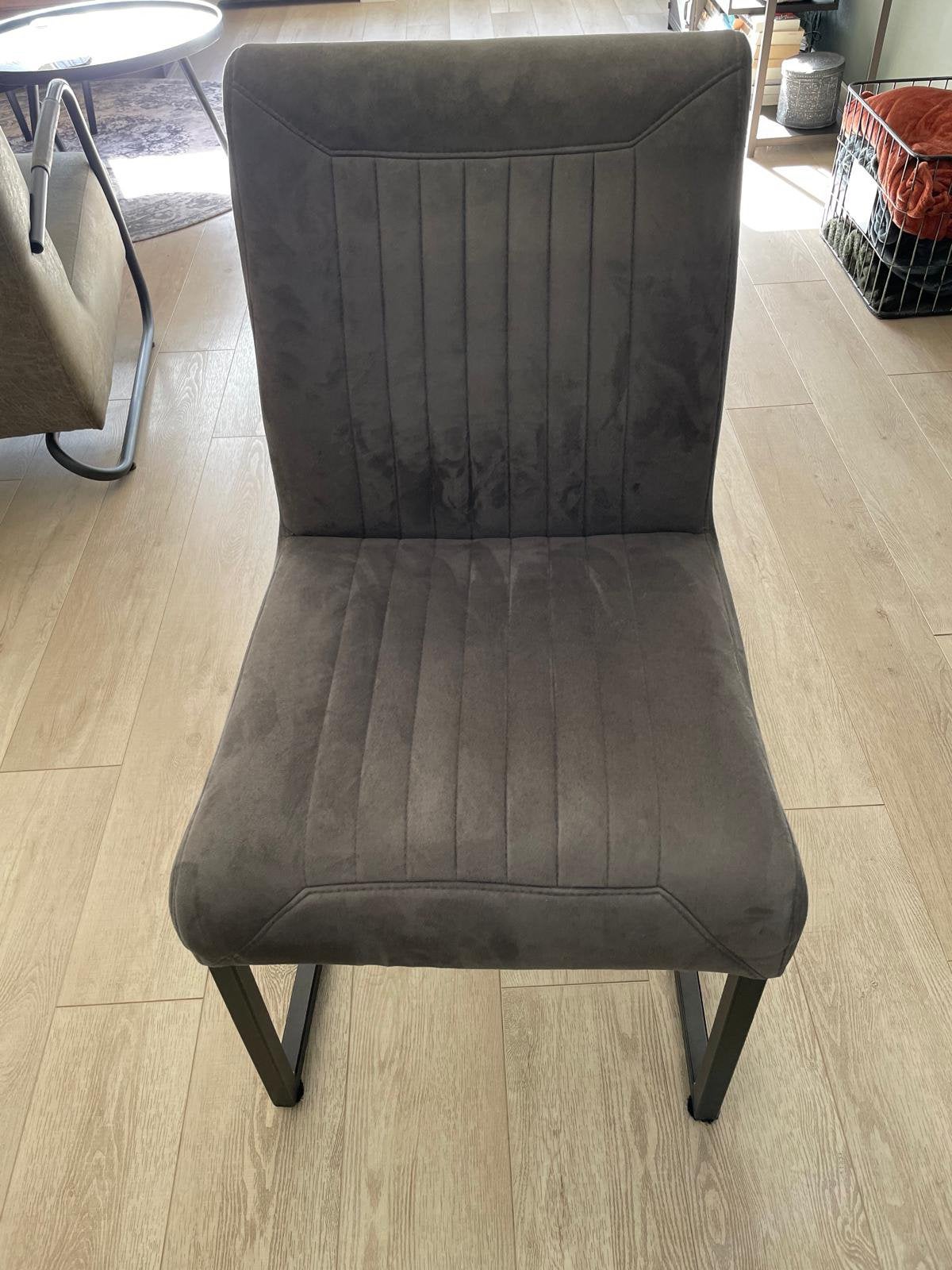 Mooie eetkamertafel met 6 eetkamerstoelen te koop., Ophalen, Hout, Gebruikt, Grijs