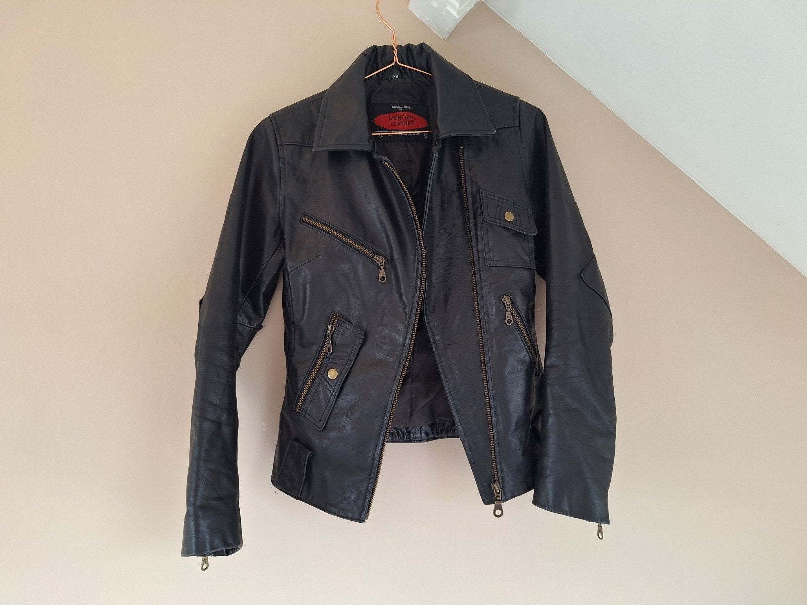 Leren jasje maat xs, Kleding | Dames, Jassen | Zomer, Ophalen, Montana Leather, Zwart, Zo goed als nieuw